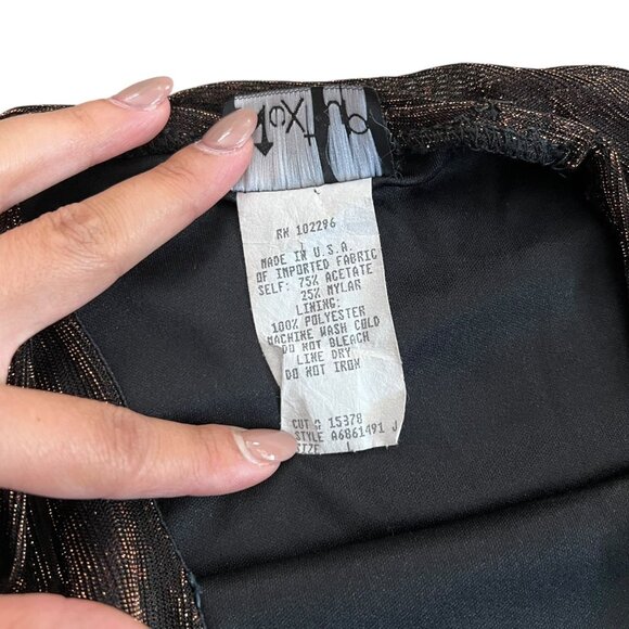 Vintage Y2K Metallic Halter Ruched Mini Dress Bronze Large Glam Party Holiday - Picture 6 of 8